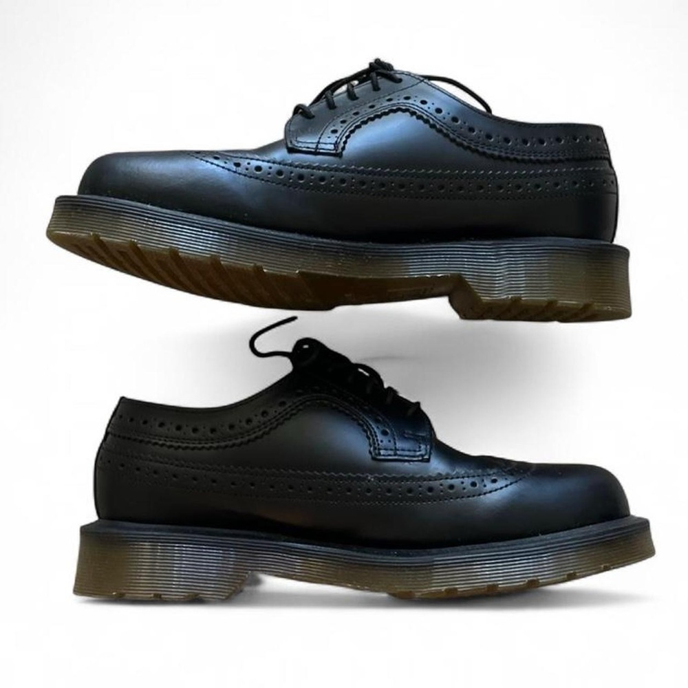Dr. Martens Black Leather 3989 Wingtip Brogue Derby Shoes - Picture 3 of 7